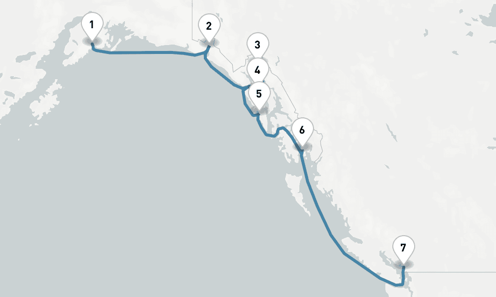 7 days, one-way from Seward to Vancouver 8日間
