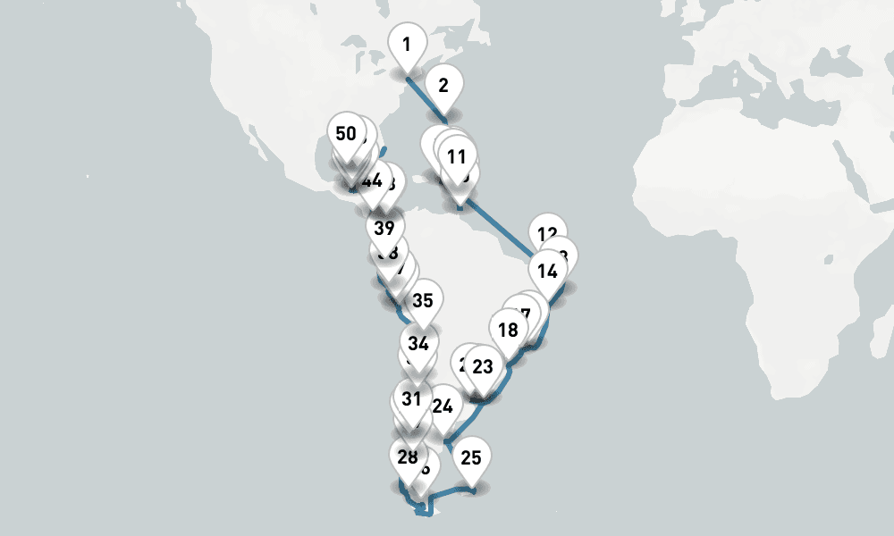 71 days, one-way from New York to Fort Lauderdale 72日間