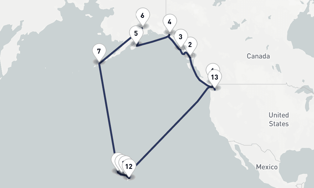 27 days, one-way from Vancouver to Seattle 28日間
