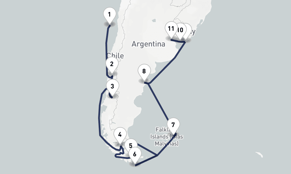 22 days, one-way from San Antonio to Buenos Aires 23日間