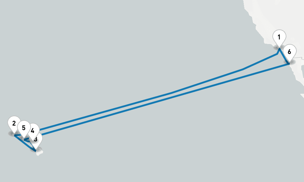 16 days, round-trip Hawaiian Islands Holiday 17日間