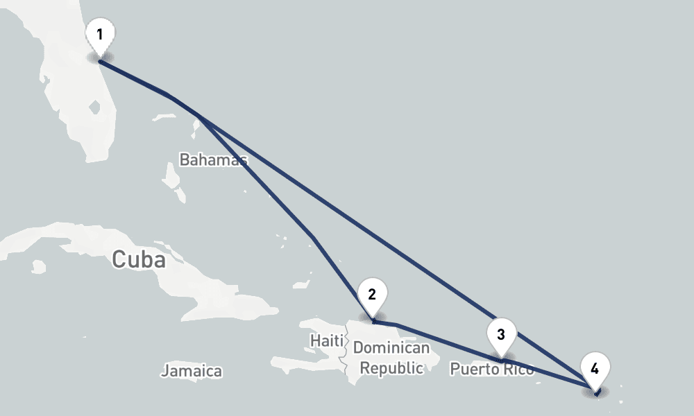 7 days, round-trip St. Kitts, San Juan Puerto Plata 8日間