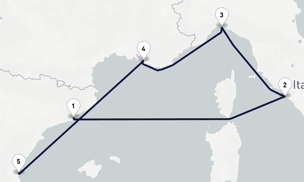 5 days, one-way from Barcelona to Valencia 6日間