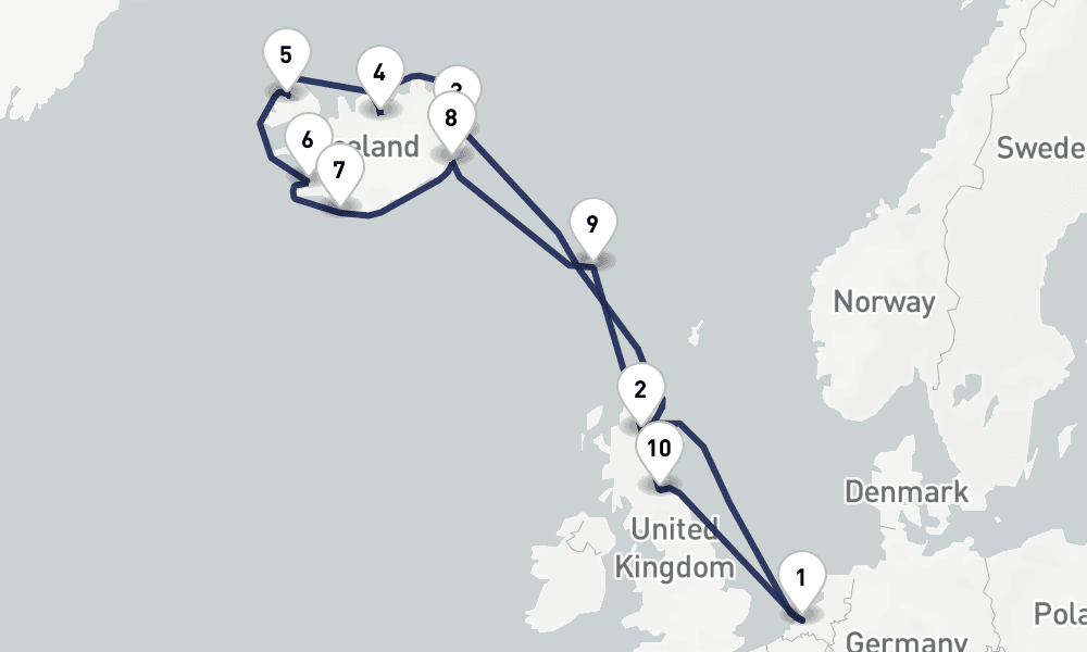 14 days, round-trip Icelandic Fjords With Scotland Collectors Voyage 15日間