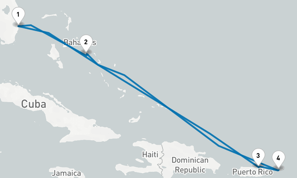 7 days, round-trip Eastern Caribbean with St. Thomas 8日間