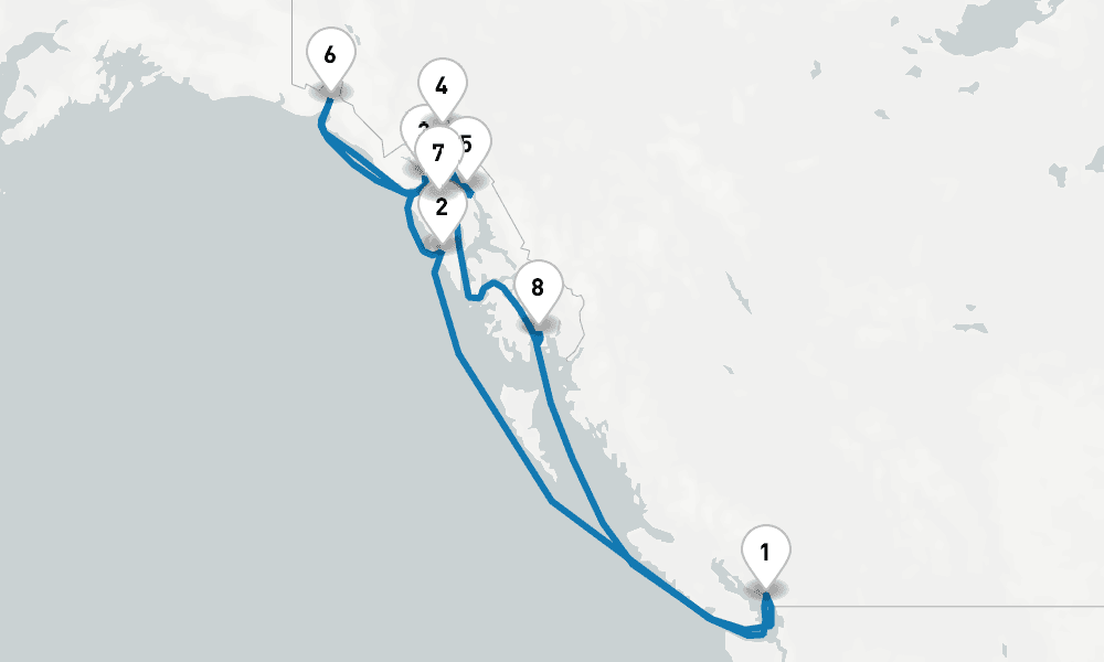 11 days, round-trip Inside Passage with Glacier Bay National Park 12日間