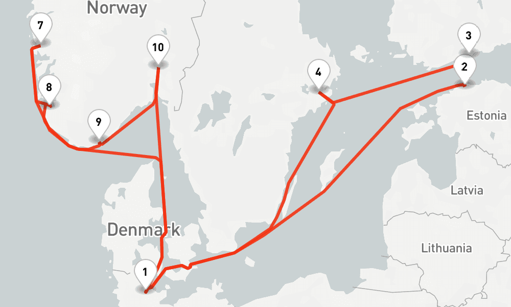 14 days, round-trip Ostsee Sudnorwegen ab Kiel 15日間