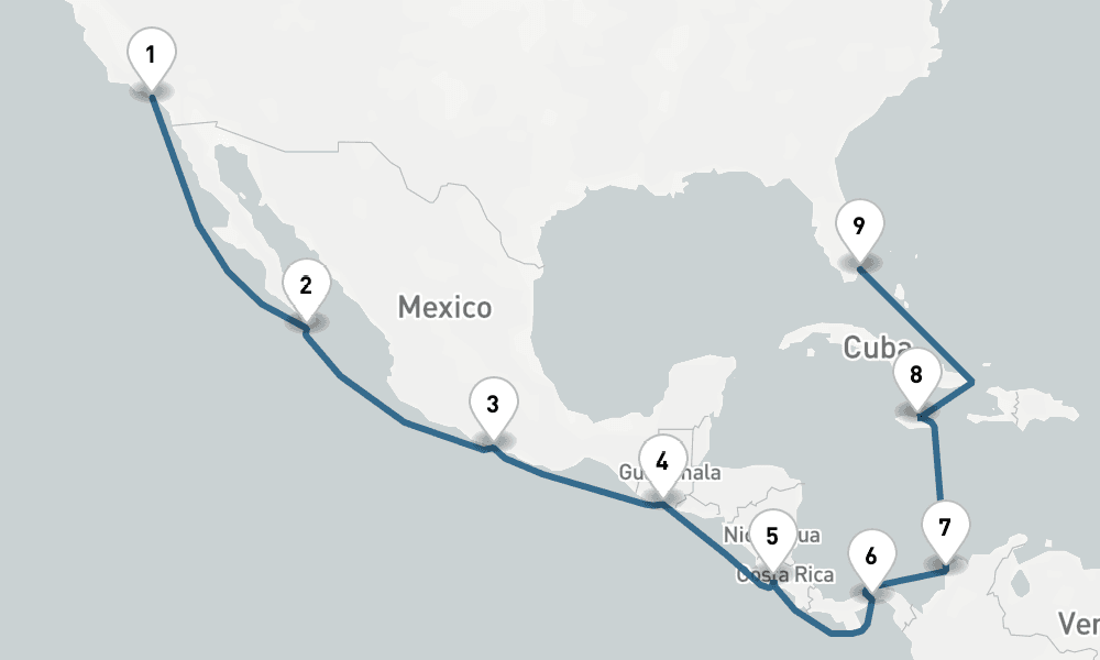 16 days, one-way from Los Angeles to Miami 17日間