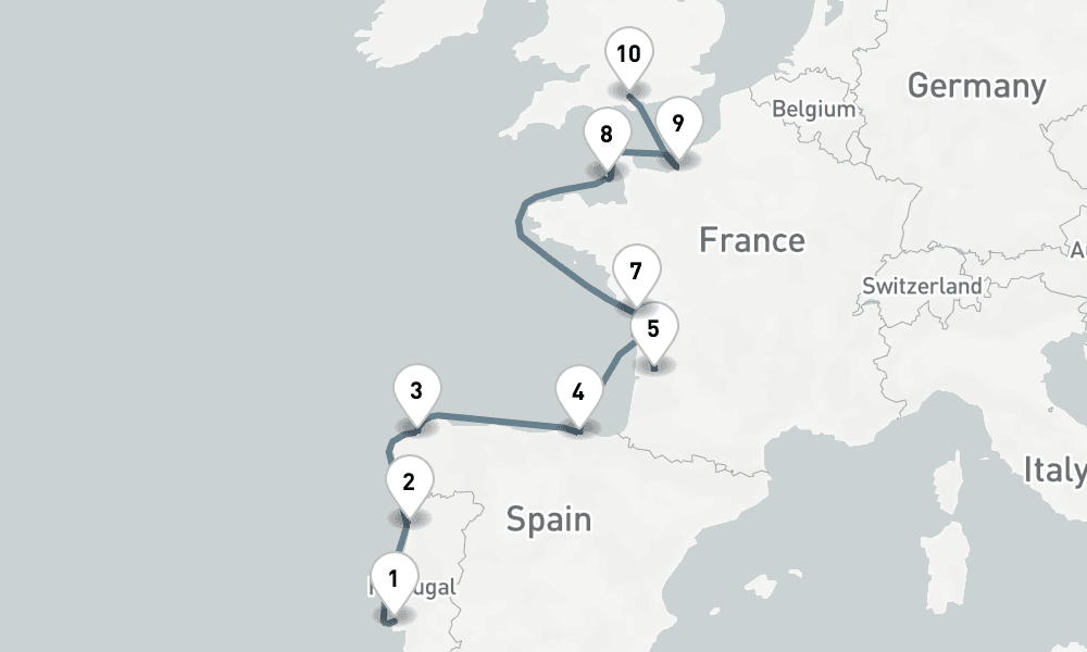 11 days, one-way from Lisbon to Southampton 12日間