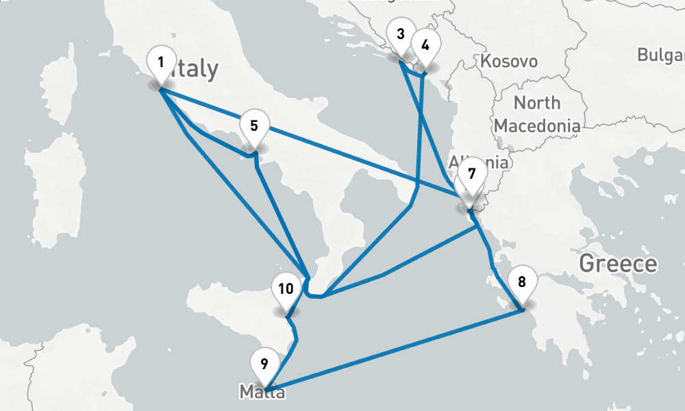 14 days, round-trip Mediterranean with Greece, Italy Croatia 15日間