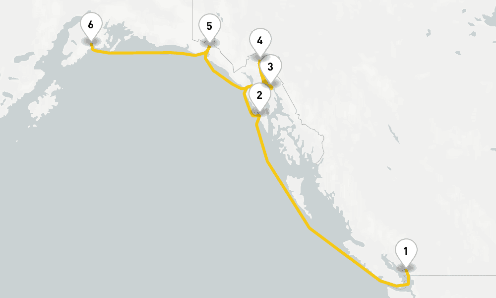 7 days, one-way from Vancouver to Seward 8日間