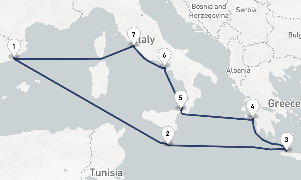 10 days, round-trip Greece, Italy Malta 11日間