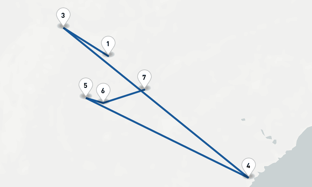 6 days, one-way from Nashville TN to Chattanooga TN 7日間