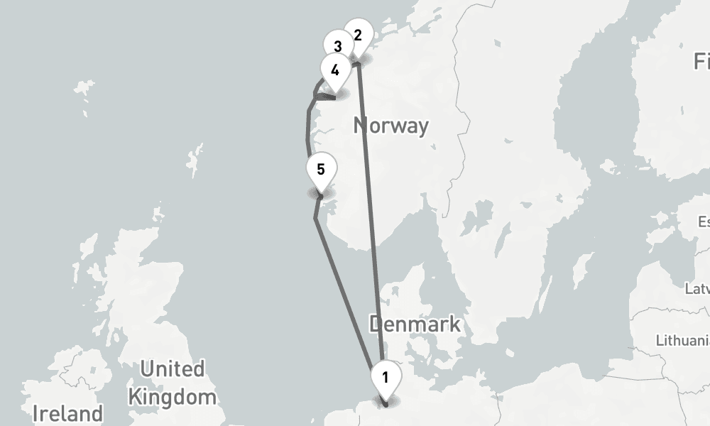 7 days, round-trip - Norwegens Fjordwelten - AbBis Bremerhaven 8日間