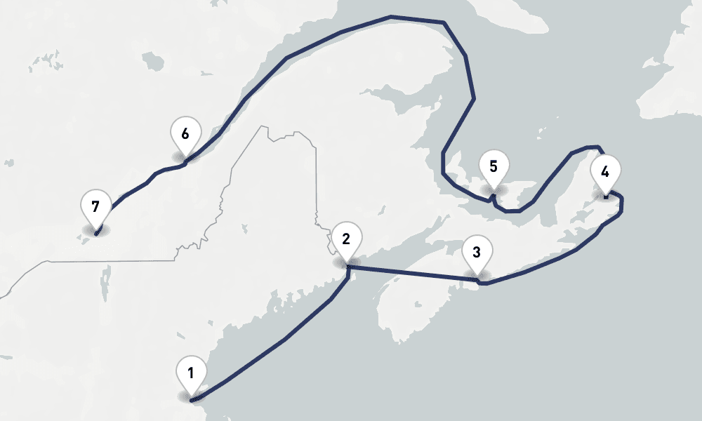 7 days, one-way from Boston to Montreal 8日間