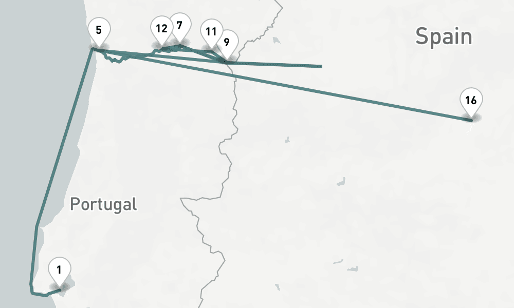 13 days, one-way from Lisbon to Madrid 14日間