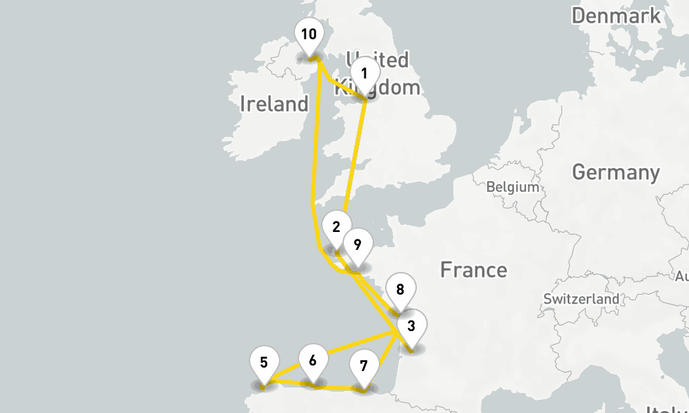 14 days, round-trip Delights Of Western France Spain Explorer 15日間
