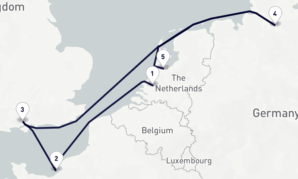 6 days, one-way from Rotterdam to Amsterdam 7日間