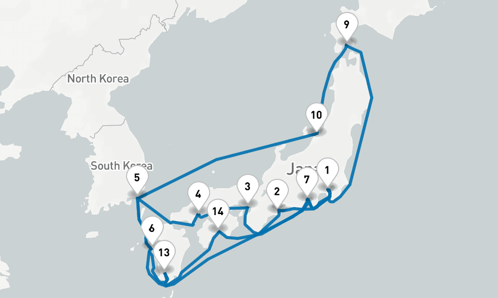 20 days, round-trip Grand Circle Japan 21日間