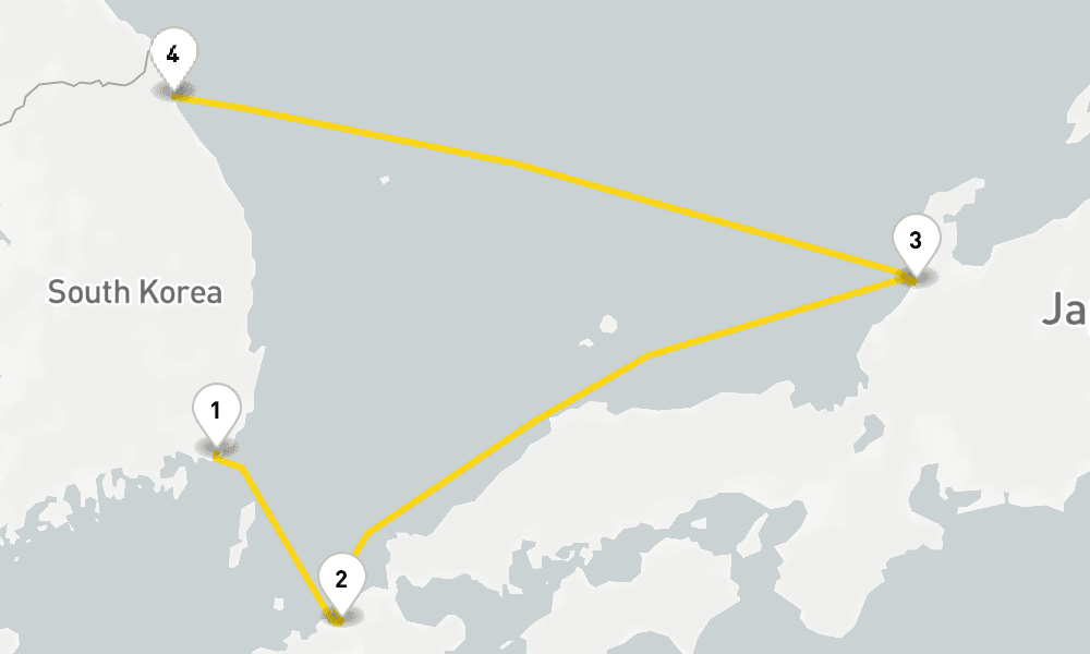 4 days, one-way from Busan to Sokcho 5日間