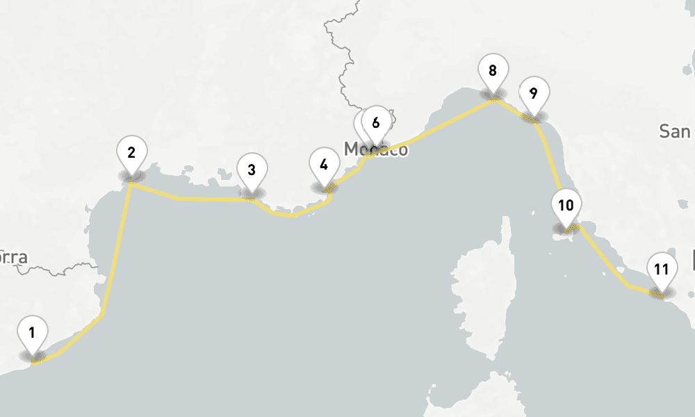 10 days, one-way from Barcelona to Civitavecchia-Rome 11日間