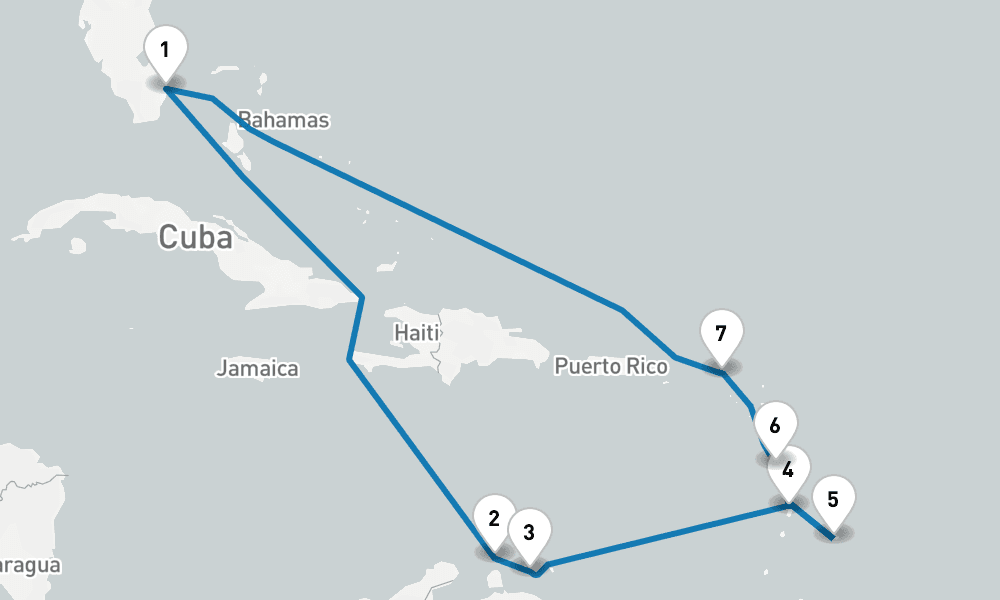 12 days, round-trip Southern Caribbean with Aruba 13日間