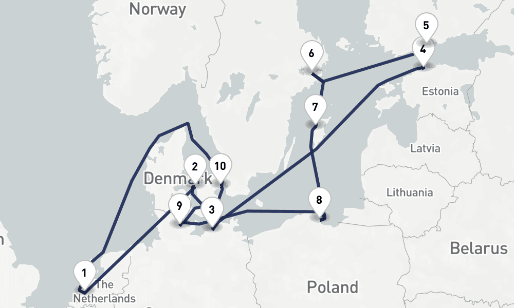 14 days, round-trip Baltic Scandinavian Capitals With History Channel 15日間