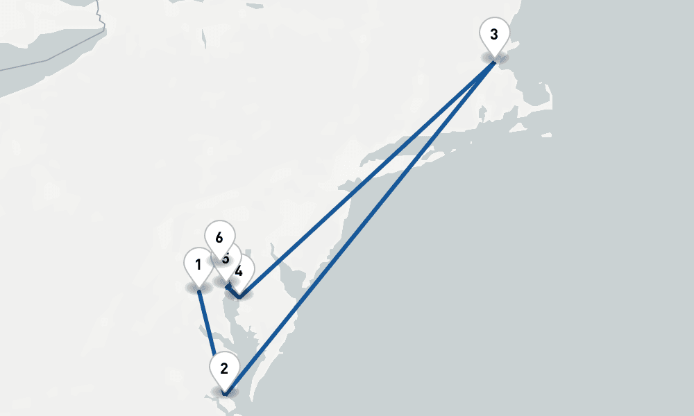 6 days, one-way from Washington DC to Baltimore 7日間