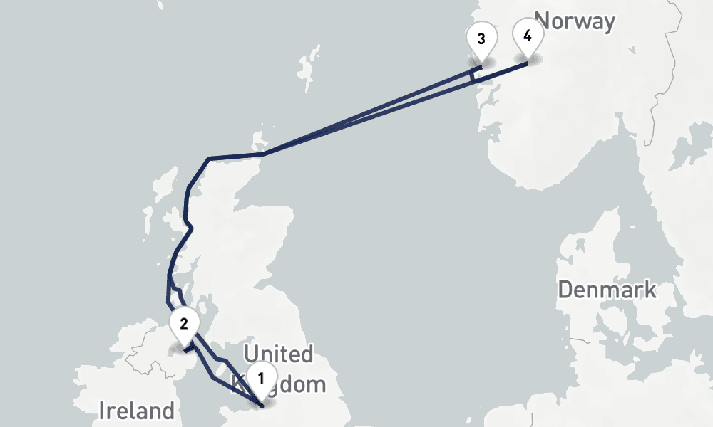 7 days, round-trip Falls Fjords of Norway 8日間