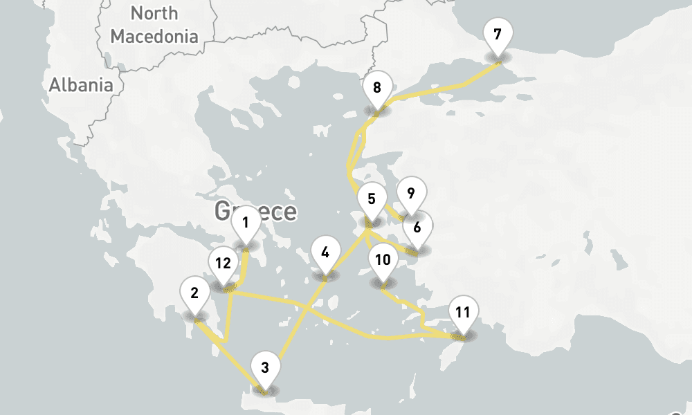 14 days, round-trip Greek Isles Ephesus 15日間