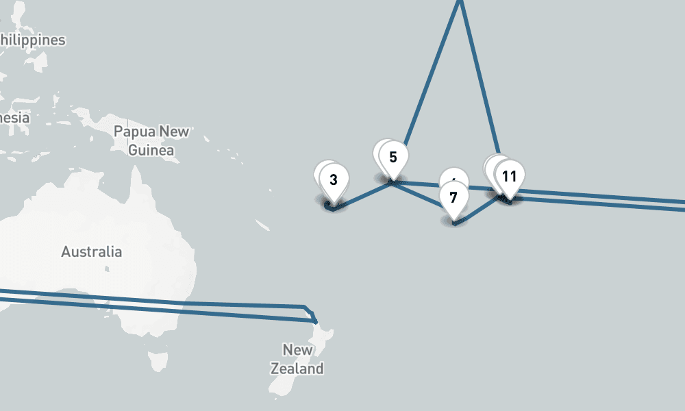 12 days, one-way from Lautoka to Papeete 13日間