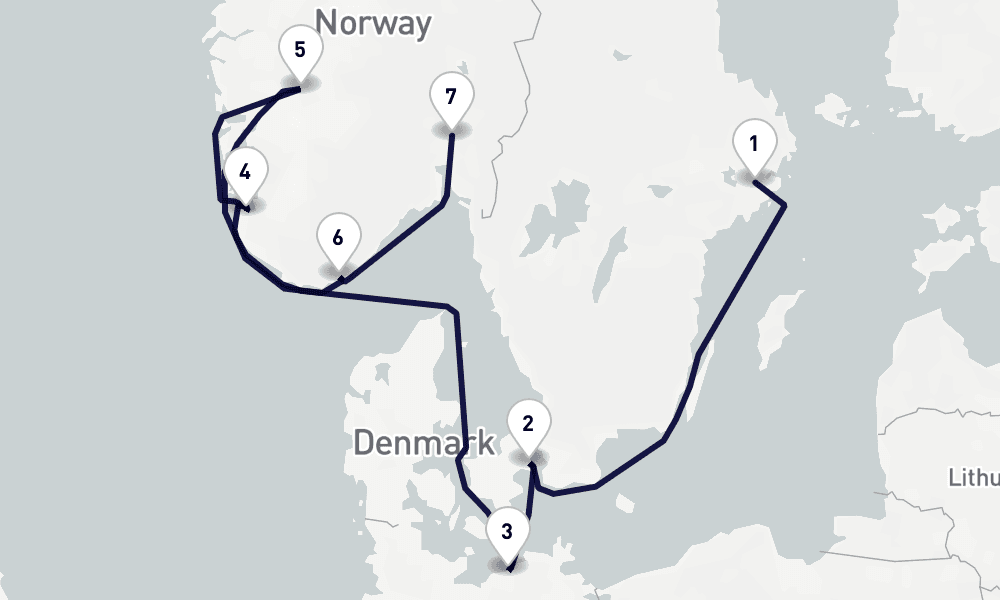 8 days, one-way from Stockholm to Oslo 9日間