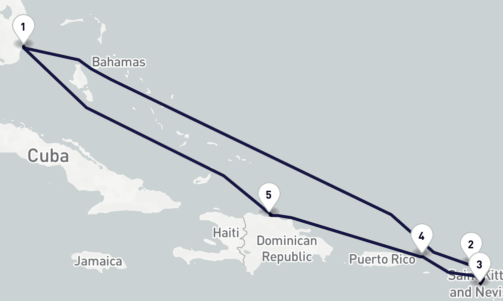 8 days, round-trip Eastern Caribbean 9日間