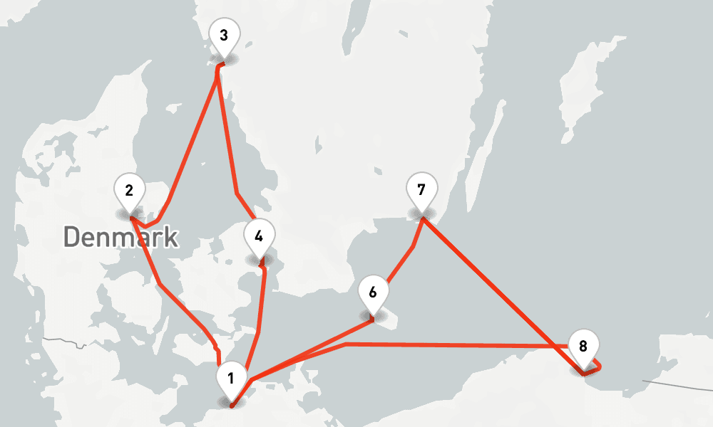 8 nights / 9 days, Warnemunde (Rostock, Germany) Round trip