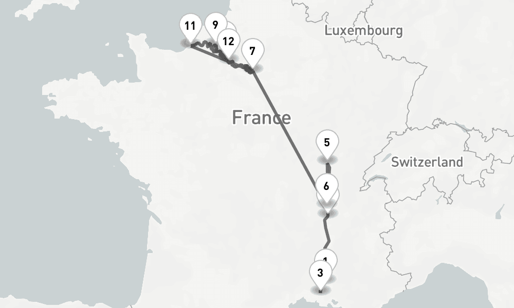 14 days, one-way from Avignon to Paris City 15日間