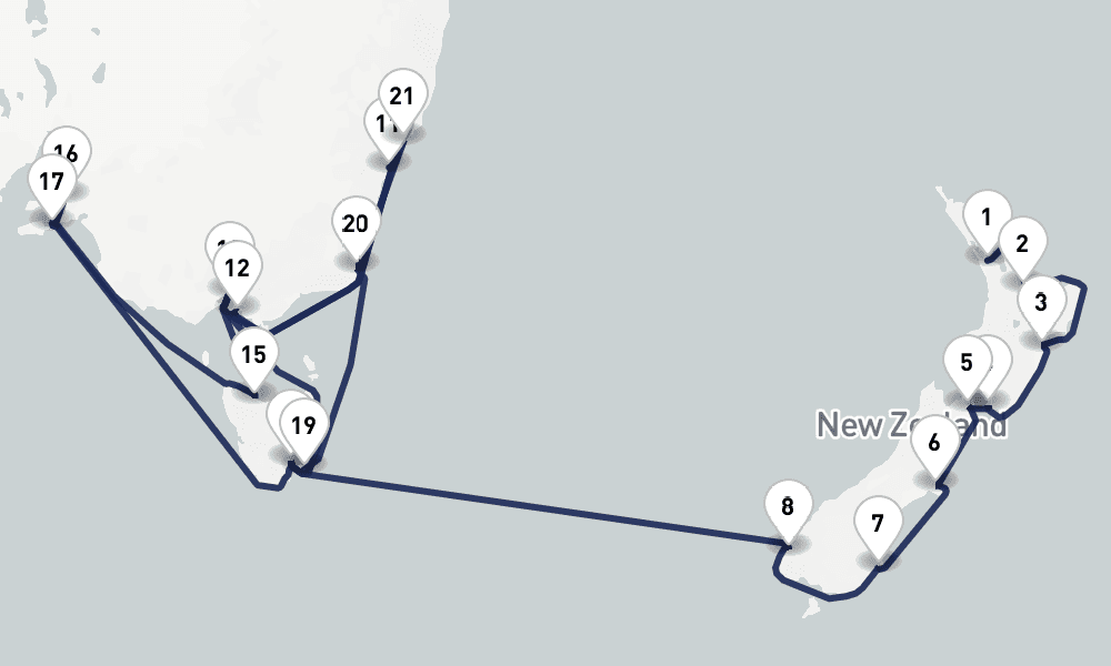 30 days, one-way from Auckland to Sydney 31日間
