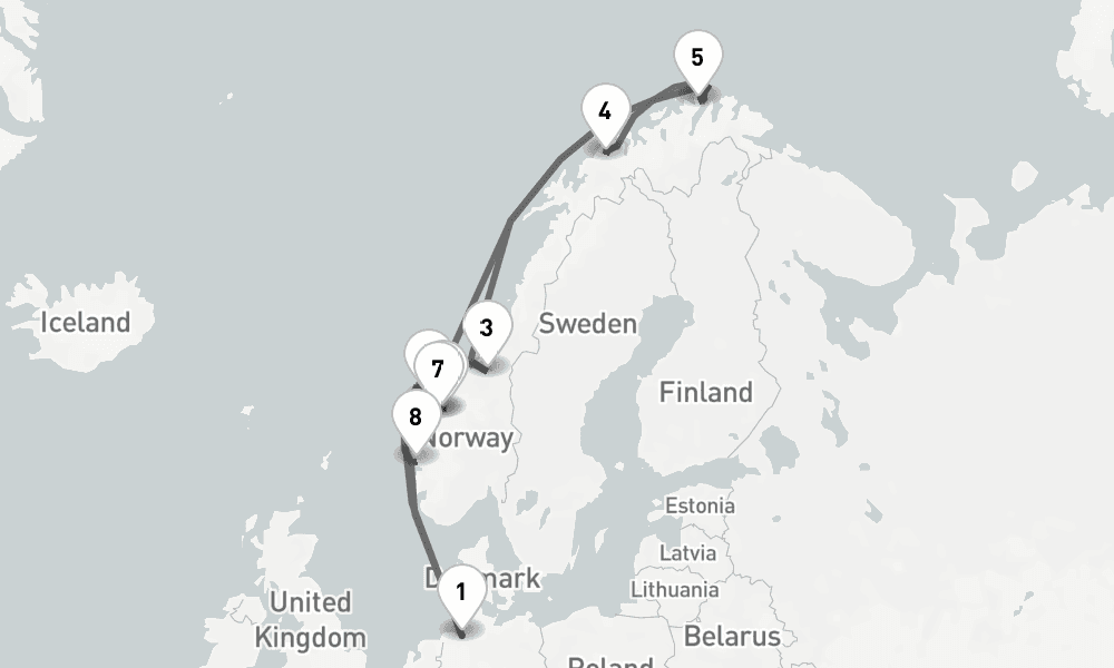 12 days, round-trip - Norwegens Fjordwelten Mit Nordkap - AbBis Bremerhaven 13日間