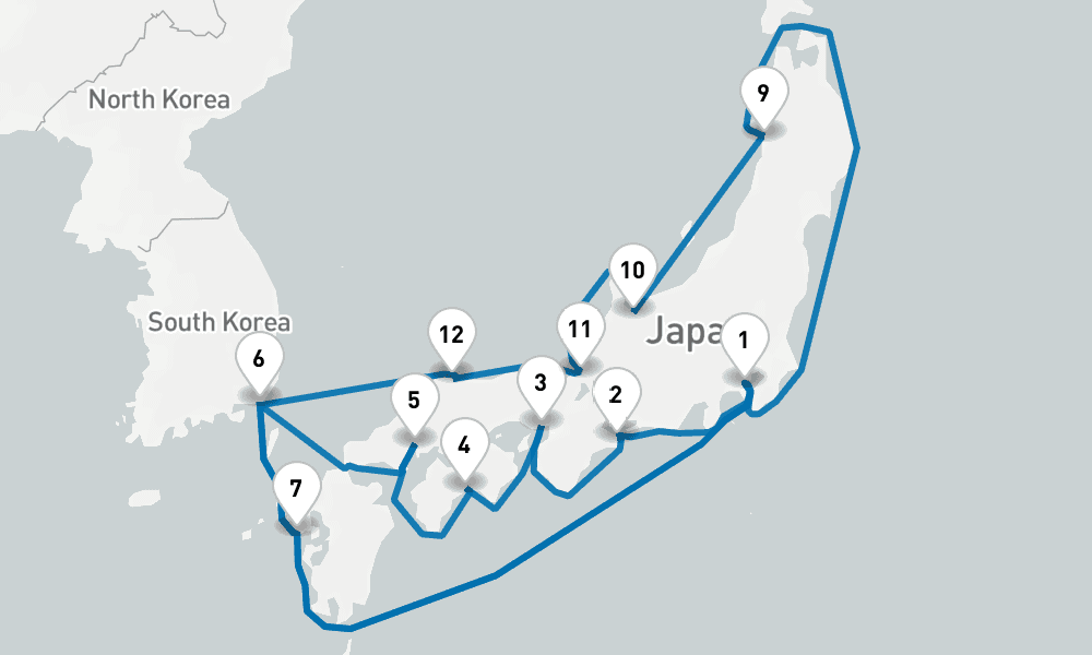 18 days, round-trip Grand Circle Japan 19日間