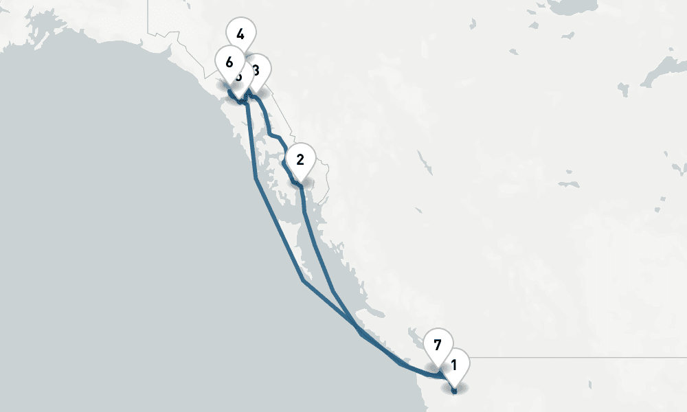 9 days, round-trip Alaska Round-Trip Seattle Dawes Glacier, Skagway Juneau 10日間