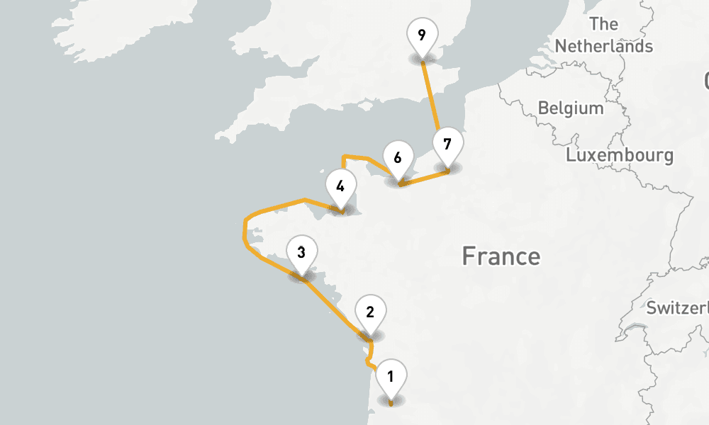 10 days, one-way from Bordeaux to London-Tilbury 11日間