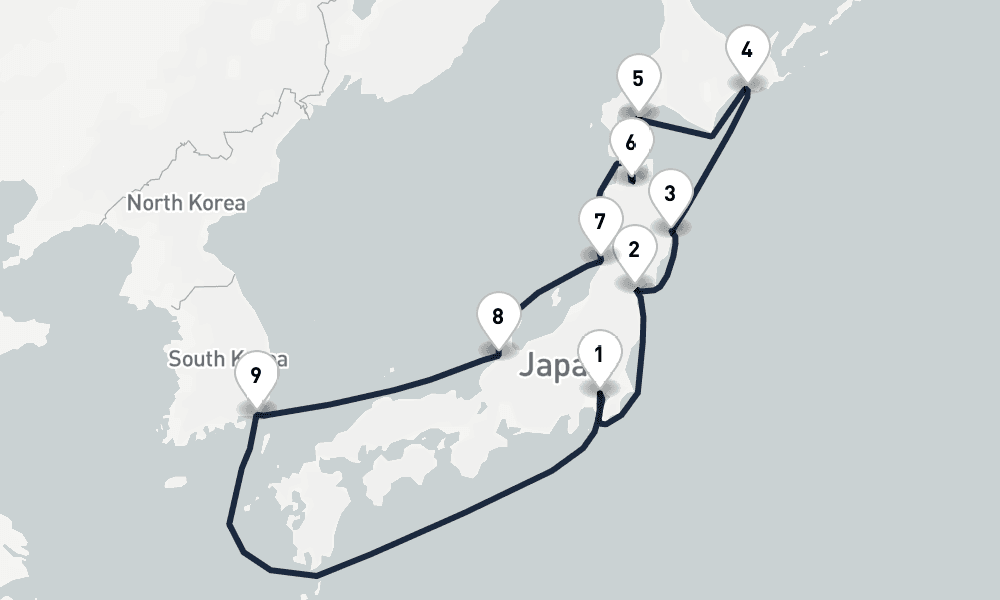 12 days, round-trip A Shoguns Welcome Tokyo to Tokyo 13日間