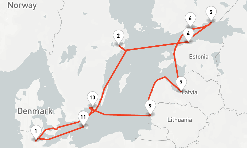 12 days, round-trip Scharengarten der Ostsee ab Kiel 13日間