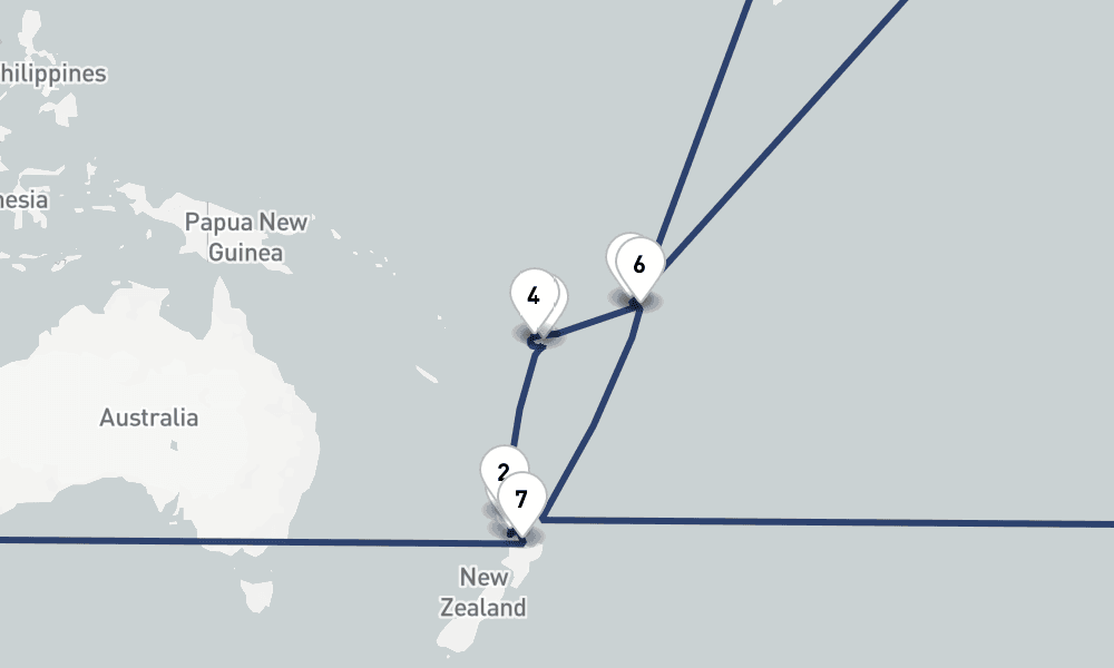 13 days, round-trip Fiji New Zealand 14日間
