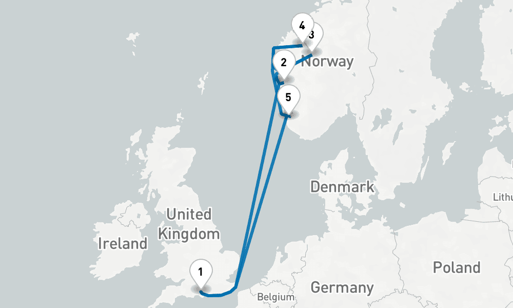 7 days, round-trip Norwegian Fjords 8日間