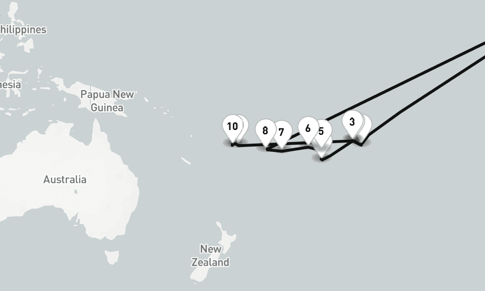 13 days, one-way from Papeete to Lautoka 14日間