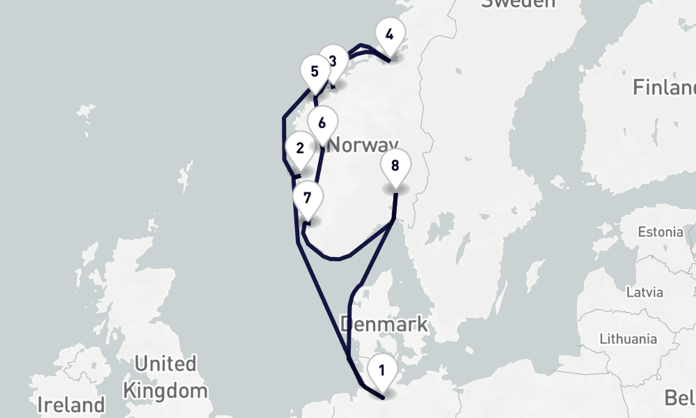11 days, round-trip Northern Europe 12日間