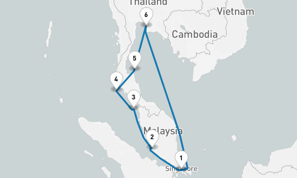 11 days, round-trip Malaysia Thailand 12日間