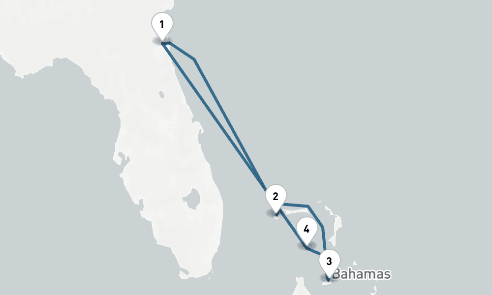 5 days, round-trip Bahamas Round-Trip Jacksonville Great Stirrup Cay Nassau 6日間