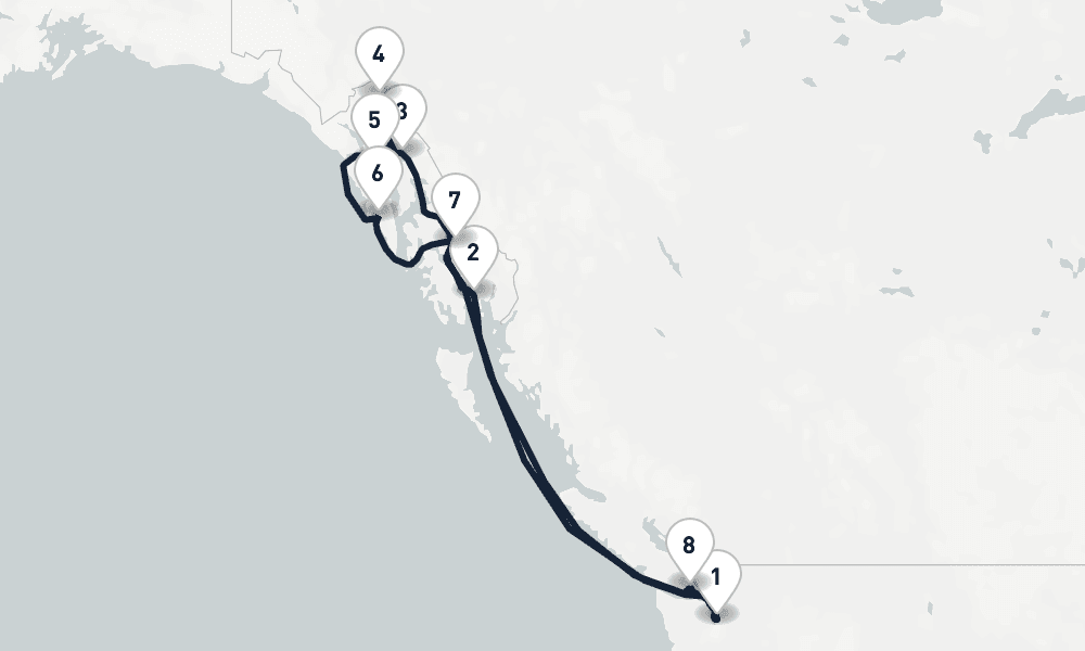 12 days, round-trip Alaska Horizons Seattle to Seattle 13日間