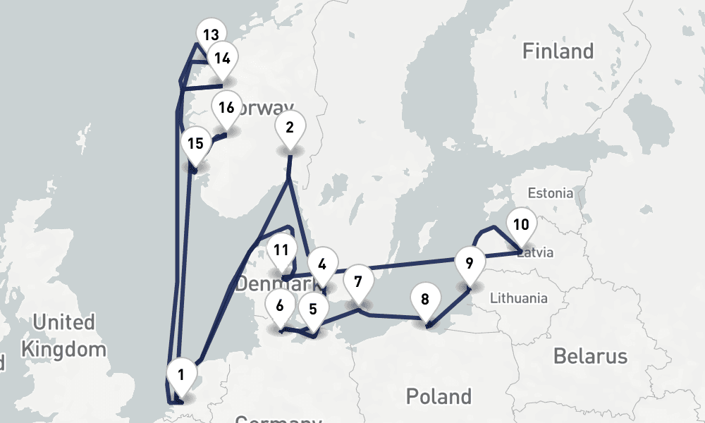 21 days, round-trip Oktoberfest With Norwegian Fjords Collectors Voyage 22日間